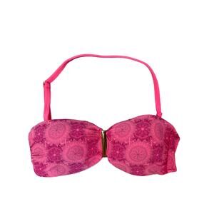 Leonisa Swim Bikini Top Pink Paisley Size 12 Padded Cups